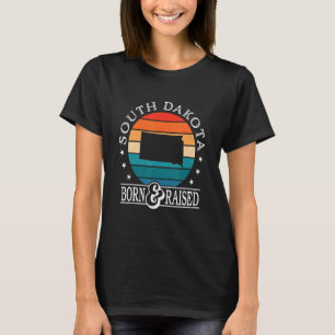 South Dakota Usa Geboren & Raised Retro US Staat P T-Shirt