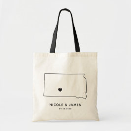 South Dakota Wedding Welcome Bag Tasche, Black Map Tragetasche