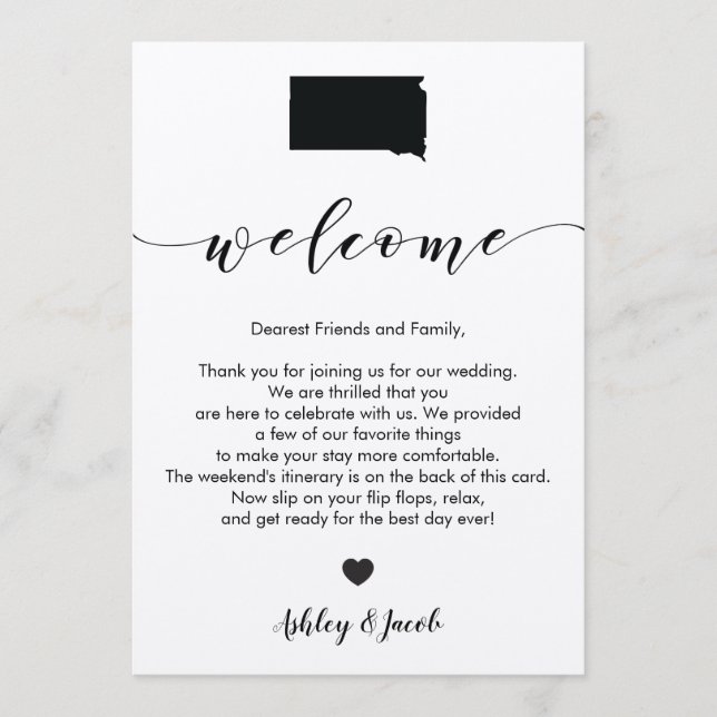 South Dakota Wedding Welcome Letter & Itinerary Programm (Vorderseite)