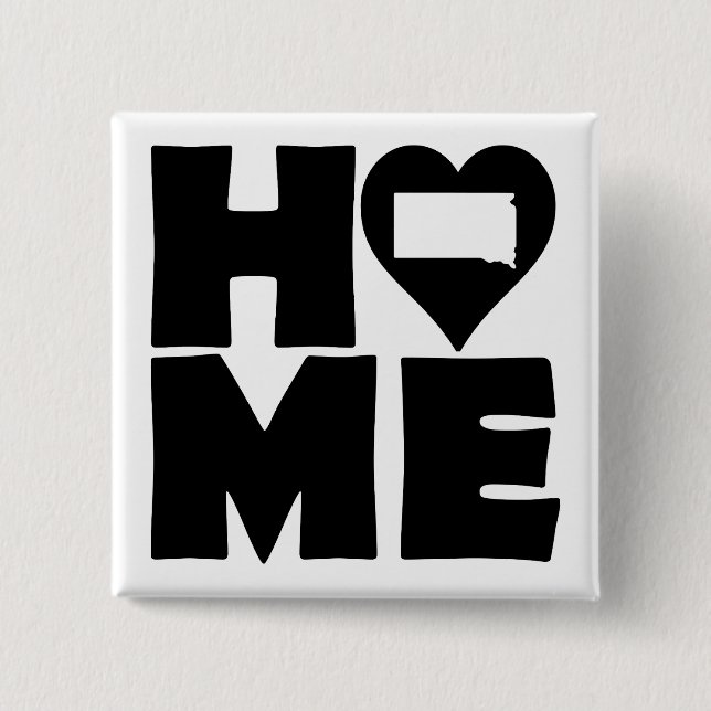 South Dakota Zuhause Heart Staat Button Abzeichen  (Vorderseite)