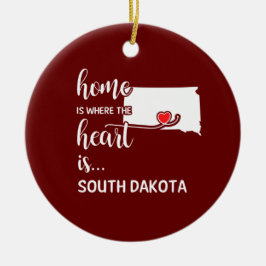 South Dakota Zuhause ist das Herz Keramik Ornament