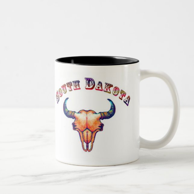South- Dakotabüffel-Schädel Zweifarbige Tasse (Rechts)