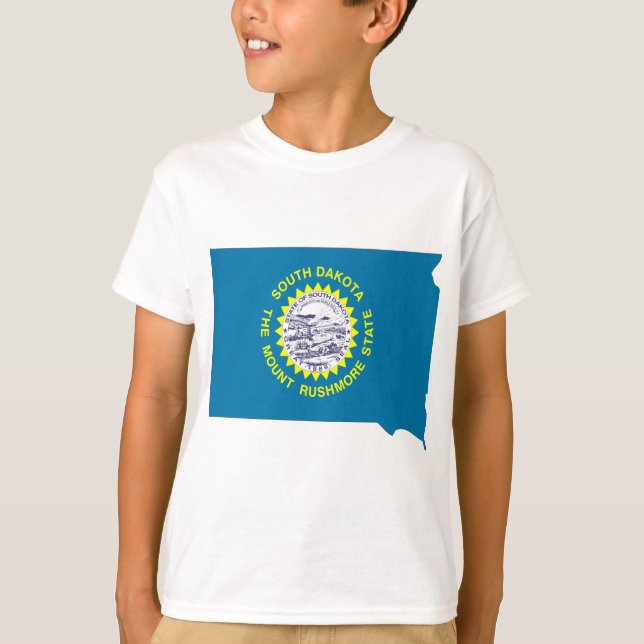 South- Dakotaflaggen-Karte T-Shirt (Vorderseite)