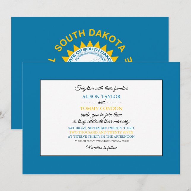 South Dakotan Flag, Fahne South Dakota Wedding Einladung (Vorne/Hinten)
