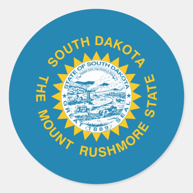 South-Dakotan-Flagge, Flagge Süddakotas Runder Aufkleber (Vorderseite)