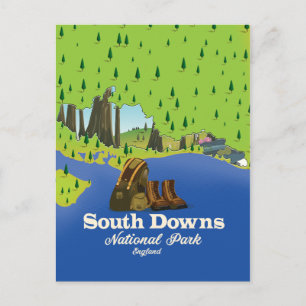 South Downs National Park England Reiseplakat Postkarte