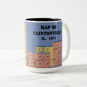 South Elgin Illinois Clintonville Karte Art. 1871 Zweifarbige Tasse