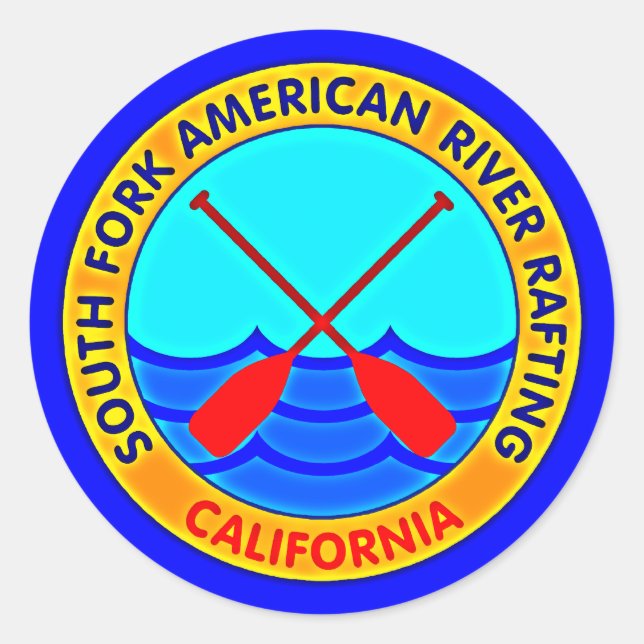 South Fork American River Rafting California Runder Aufkleber (Vorderseite)