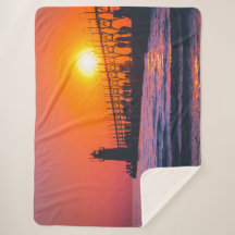 South Haven, MI Lighthouse Sherpa Blanket 