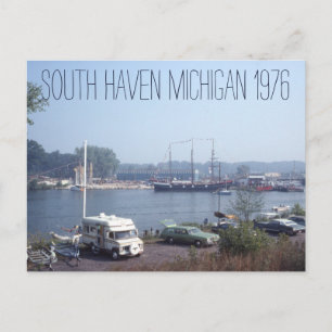 South Haven Michigan Boats and Cars 1976 Postkarte