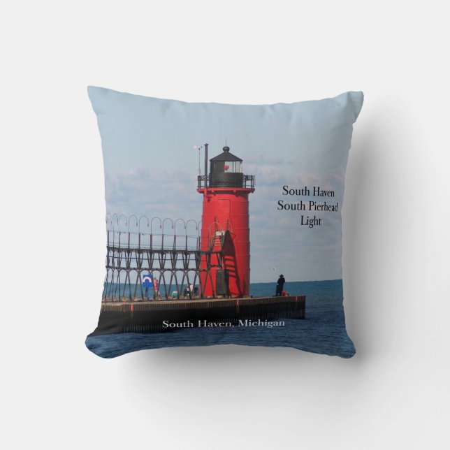 South Haven South Pierhead Light Square Kissen (Vorderseite)
