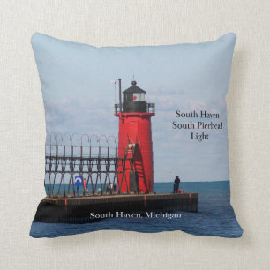 South Haven South Pierhead Light Square Kissen