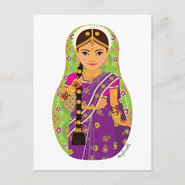 South Indian Bride Matryoshka Postcard Postkarte (Vorderseite)