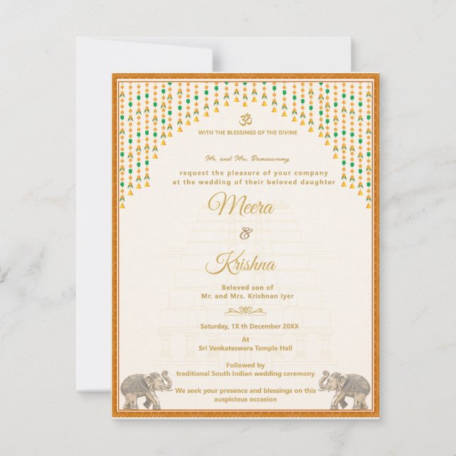 South Indian Temple Wedding Invitation Suite (Devant)