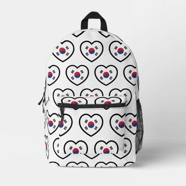 South Korea Flag Heart Bedruckter Rucksack (Vorderseite)