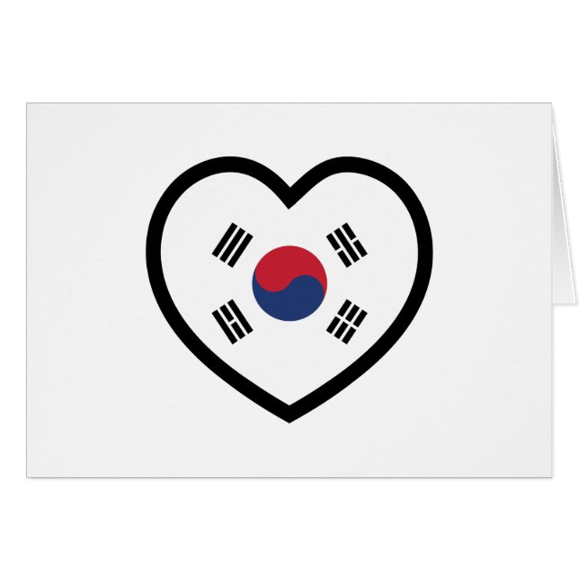 South Korea Flag Heart Card (Devant horizontal)