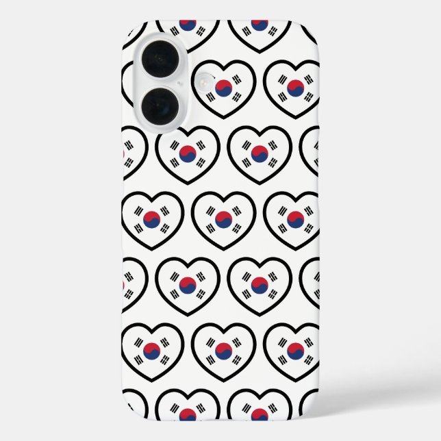 South Korea Flag Heart iPhone 16 Hülle (Rückseite)