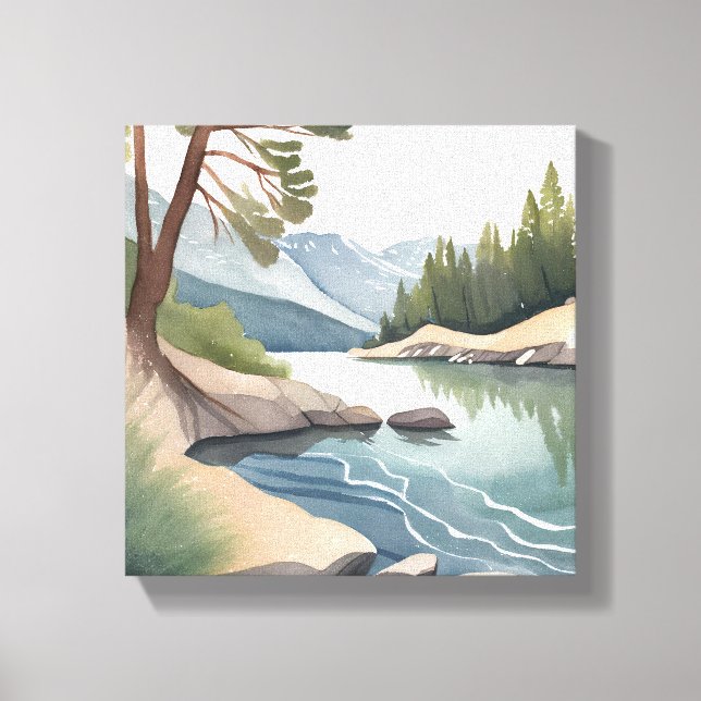 South Lake Tahoe | Wasserfarbenlandschaft Leinwanddruck (Vorderseite)