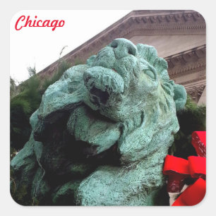 South Lion am Art Institute of Chicago Quadratischer Aufkleber