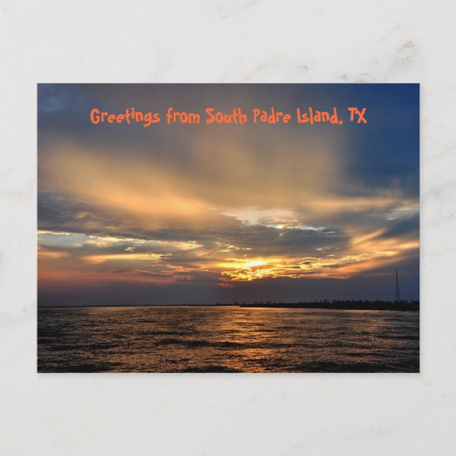South Padre Island, coucher du soleil, carte posta (Devant)