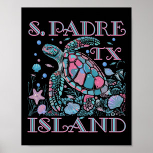 South Padre Island Tx Schildkrötenliebhaber Bunter Poster
