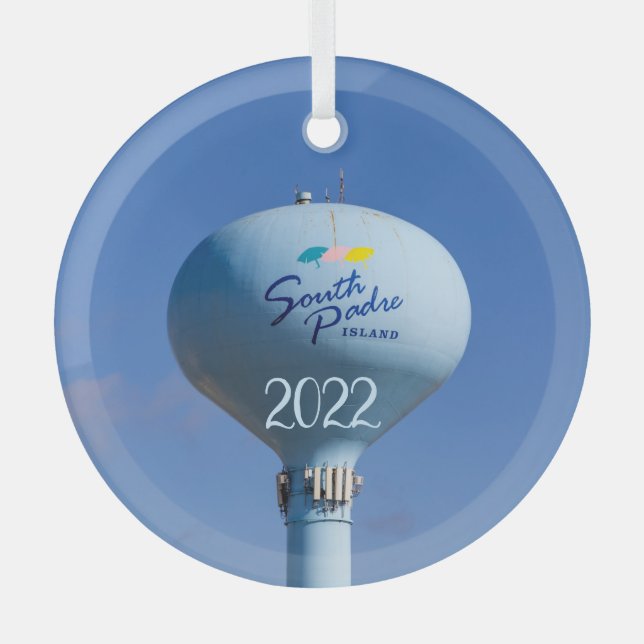 South Padre Island Water Tower Ornament Aus Glas (Vorderseite)