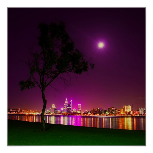 South Perth Foreshore Perth City Lights Skyline Poster (Vorderseite)