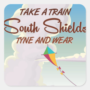 South Shields Tyne und Trag Travel Poster Quadratischer Aufkleber