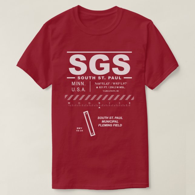 South St Paul Municipal Flughafen Fleming Field T-Shirt (Design vorne)