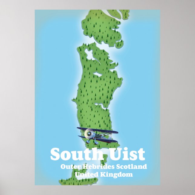 South Uist Outer Hebrides Scotland Landkarte Poster (Vorne)