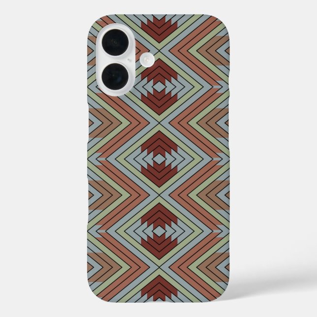 South West American Indian Style Patterned Art iPhone 16 Hülle (Rückseite)