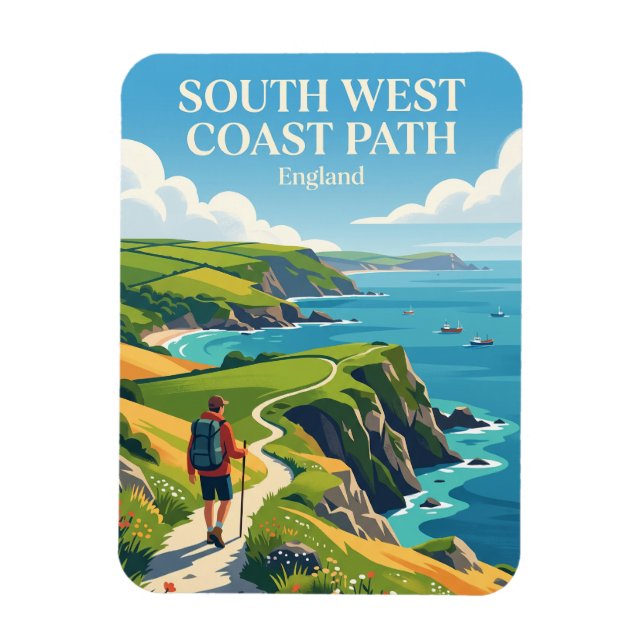 South West Coast Path, Cornwall Abschnitt England Magnet (Vertikal)