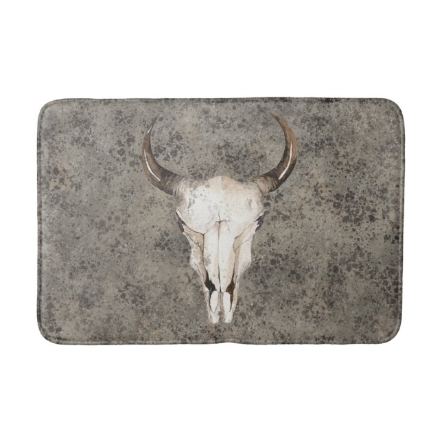 South-West Rustic Ranch Skull Brown Spritzer Badematte (Vorderseite)