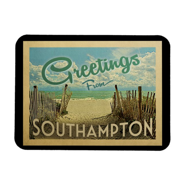 Southampton Beach Vintage Travel Magnet (Horizontal)