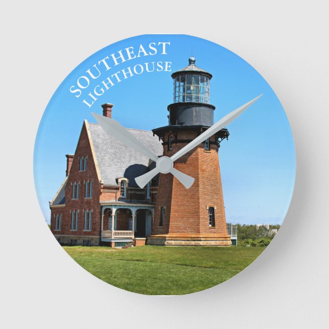 Southeast Lighthouse, Block Island RI Wall  Clock Runde Wanduhr (Vorderseite)