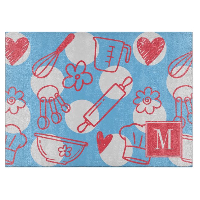 Southern Baking Polka Dot Pattern Recipe Schneidebrett (Vorderseite)