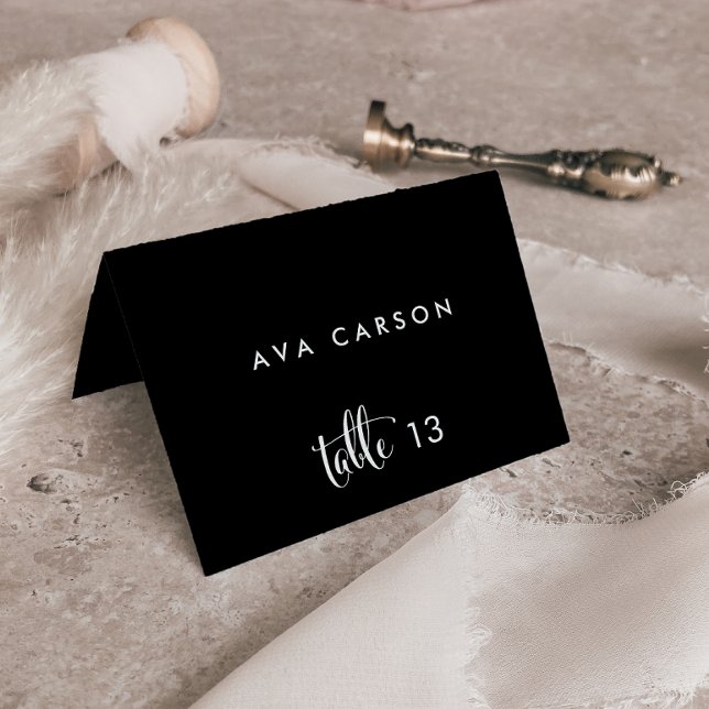 Southern Belle Calligraphy | Black Escort Card Tischnummer (Von Creator hochgeladen)