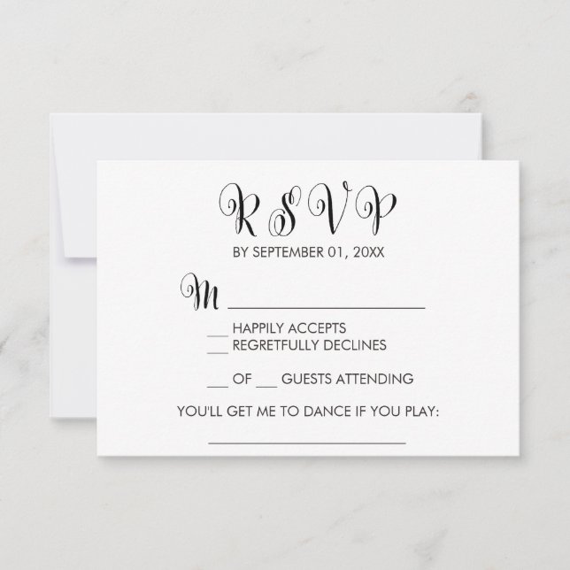 Southern Belle Calligraphy Song Request RSVP Card Karte (Vorderseite)