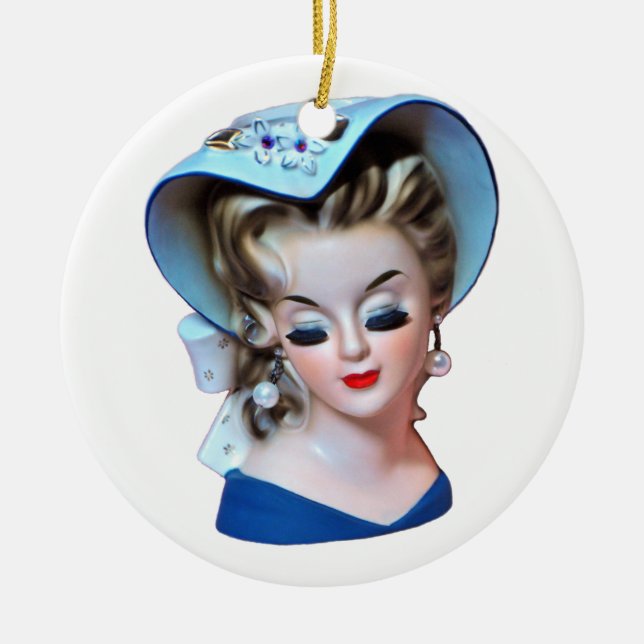 Southern Belle Head Vase Bonnet Lady Alte Mode Keramik Ornament (Vorne)