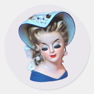 Southern Belle Head Vase Bonnet Lady mit Attitude Runder Aufkleber