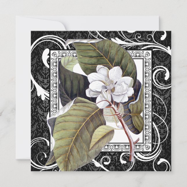 Southern Belle Magnolia Save the Date Damask (Vorderseite)