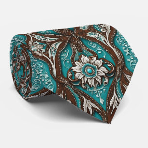 Southern Cowboy Brown Türkis Western Country Krawatte