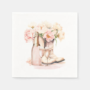 Southern Cowgirl Boots Peonies BRAUTPARTY Serviette