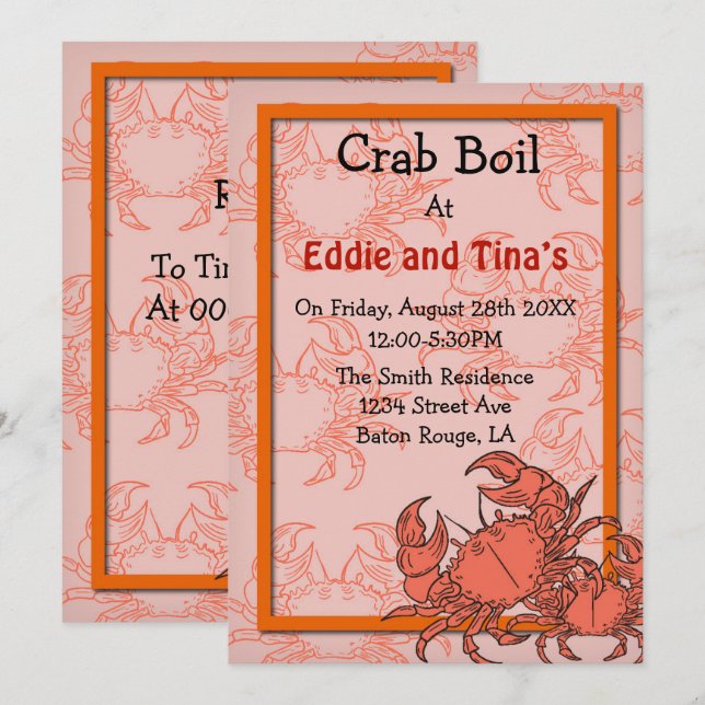Southern Crab Boil Einladung (Vorne/Hinten)