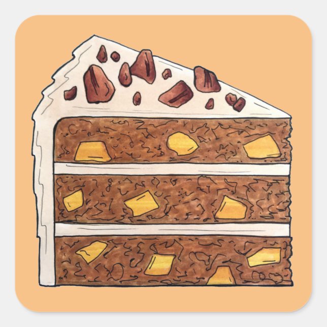 Southern Hummingbird Layer Cake Slice Dessert Quadratischer Aufkleber (Vorderseite)