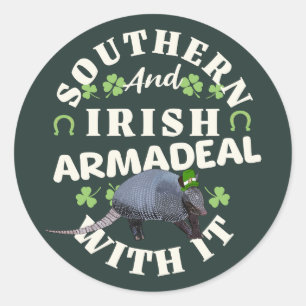 Southern Irish Armadillo Funny St Patricks Day Runder Aufkleber