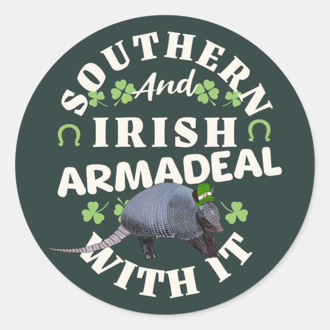 Southern Irish Armadillo Funny St Patricks Day Runder Aufkleber (Vorderseite)