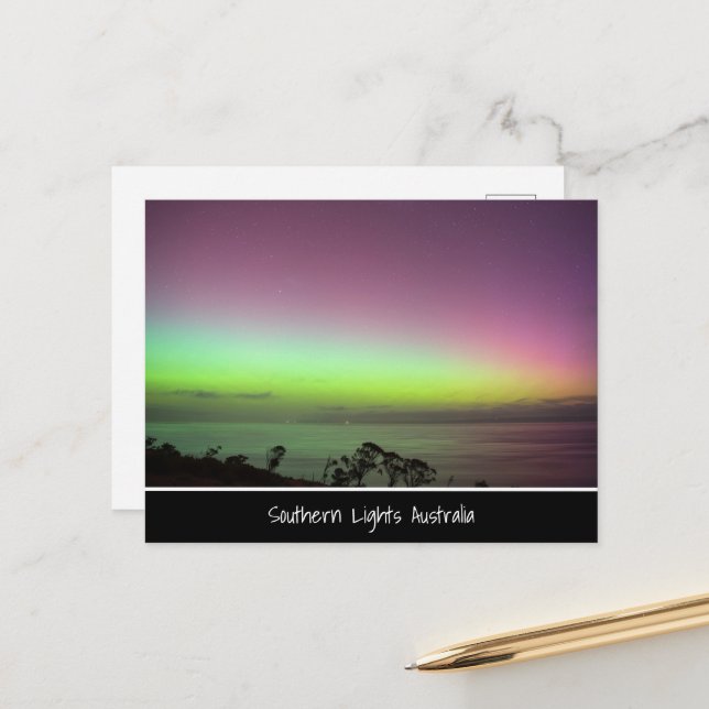 Southern Lights Australia - Night Sky Foto Postkarte (Vorderseite/Rückseite Beispiel)