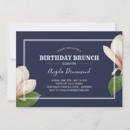Southern Magnolia Birthday Brunch Blue Einladung