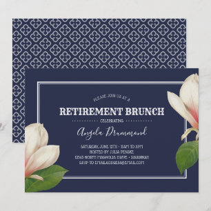 Southern Magnolia Blue Retirement Brunch Einladung
